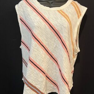 Lou & Grey Cream Asymmetrical Sleeveless Muscle Tee